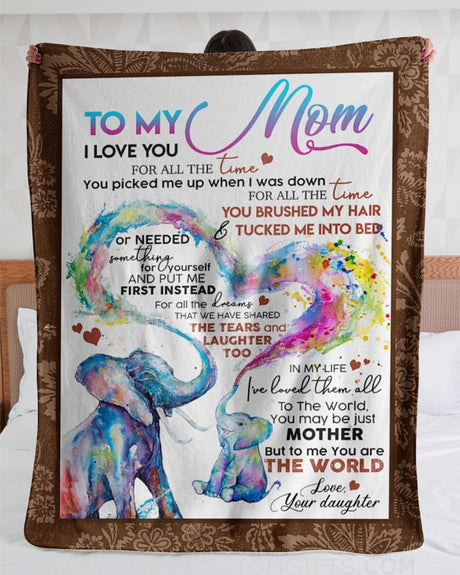 Blanket Personalized To My Mom Blanket, Mothers Day Gift, you are the world, Elephant Mom Blanket , Mother's Day 2021 Blanket Gifts