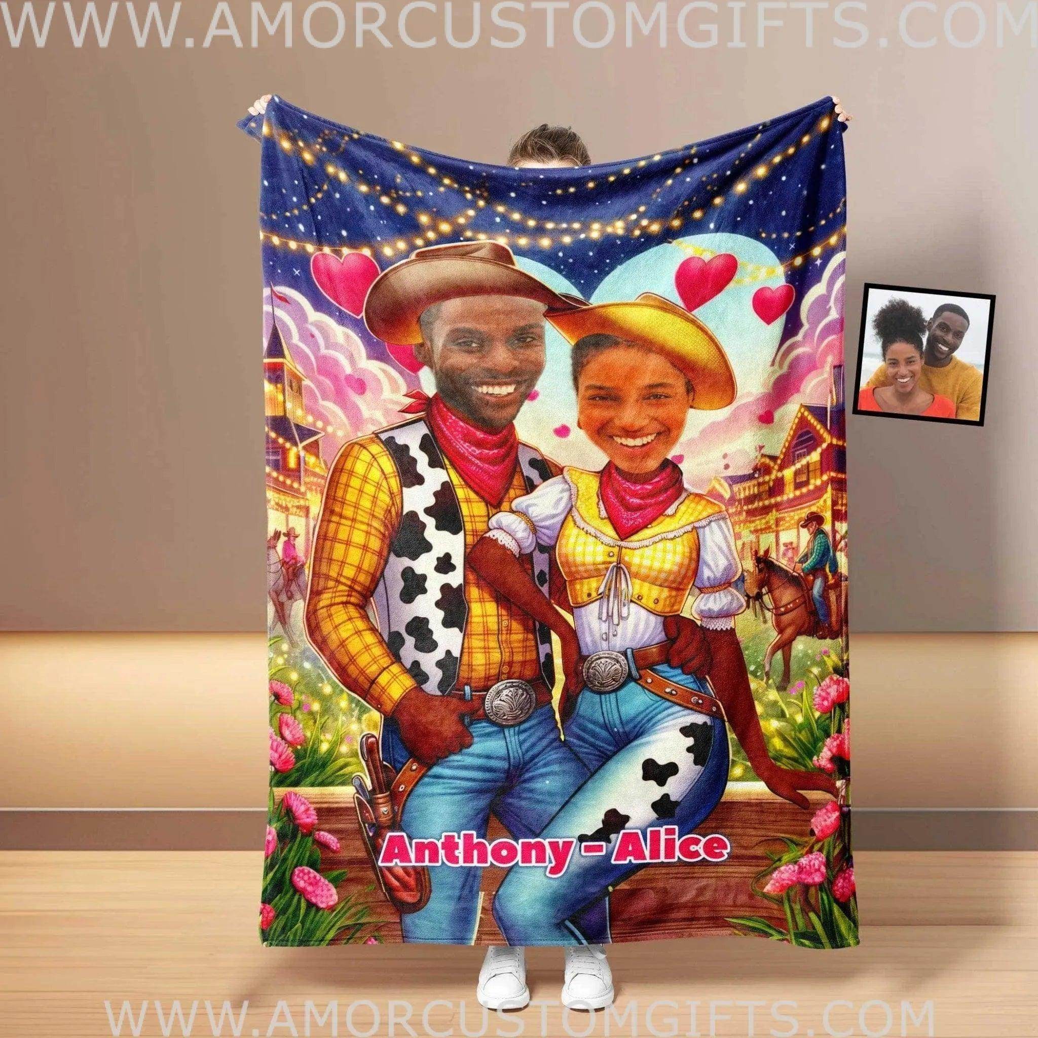 Personalized Toy Story Couple Woody Jessie 2 Blanket Custom Couple Blanket Amor Custom Gifts