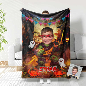 Blankets Personalized Turtle Ninja Halloween Blanket | Custom Halloween Blanket For Boys