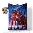 Blankets Personalized Valentine Day's Red Superhero Flash Couple In Vivid City Blanket | Custom Face & Name Couple Blanket
