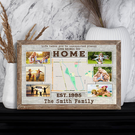 Posters, Prints, & Visual Artwork Personalized Valentine Family Map Location - Custom Photo & Name Poster Canvas Print
