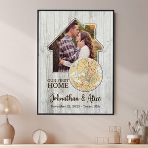 Posters, Prints, & Visual Artwork Personalized Valentine First Home Location - Custom Photo & Name Poster Canvas Print