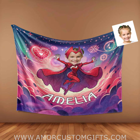 Personalized Witch Girl Wanda 1 Photo Blanket | Custom For Girls Blankets