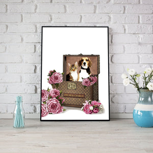 Posters, Prints, & Visual Artwork Pet Lovers - Floral Pet Luxury Trunk - Personalized Pet Poster Canvas Print