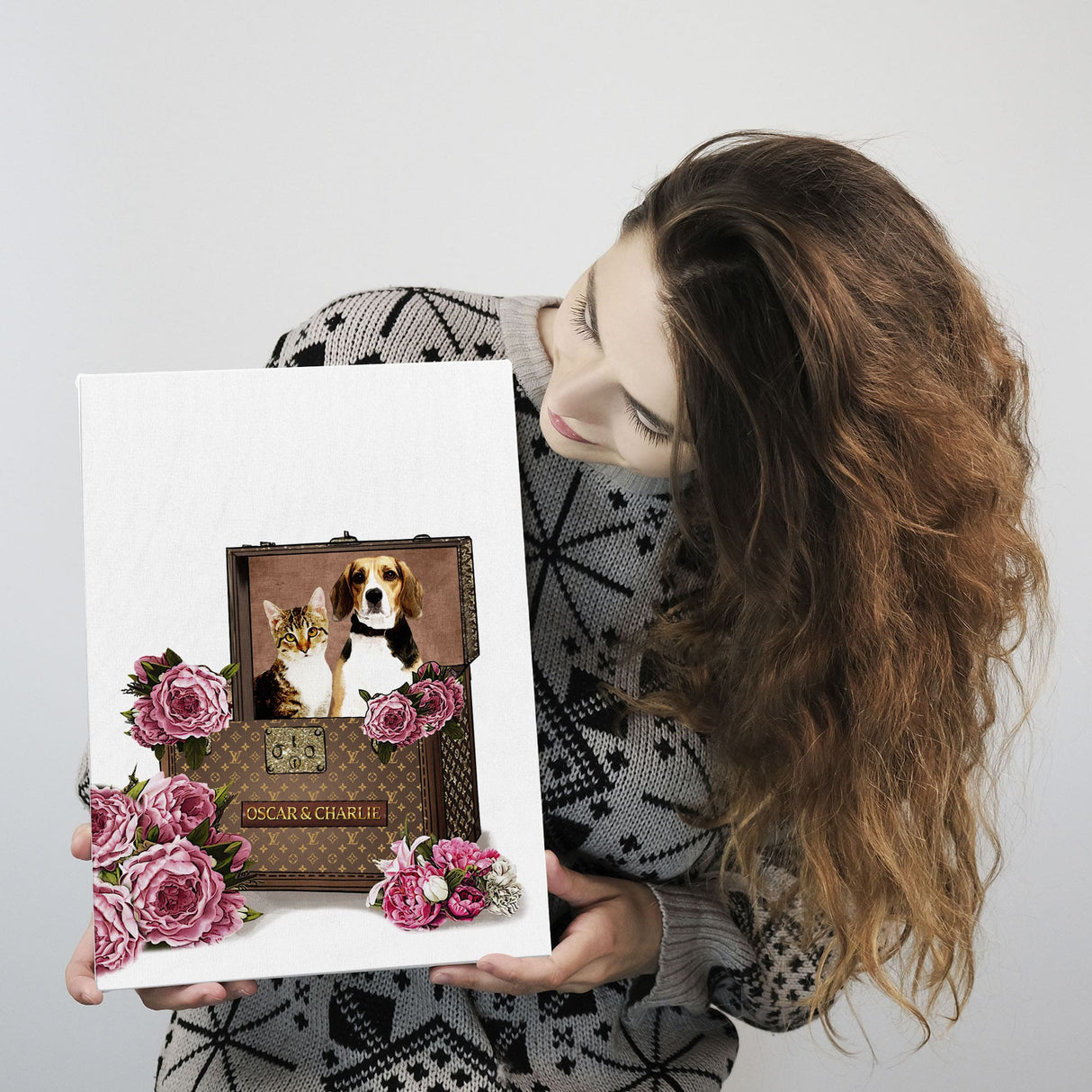 Posters, Prints, & Visual Artwork Pet Lovers - Floral Pet Luxury Trunk - Personalized Pet Poster Canvas Print