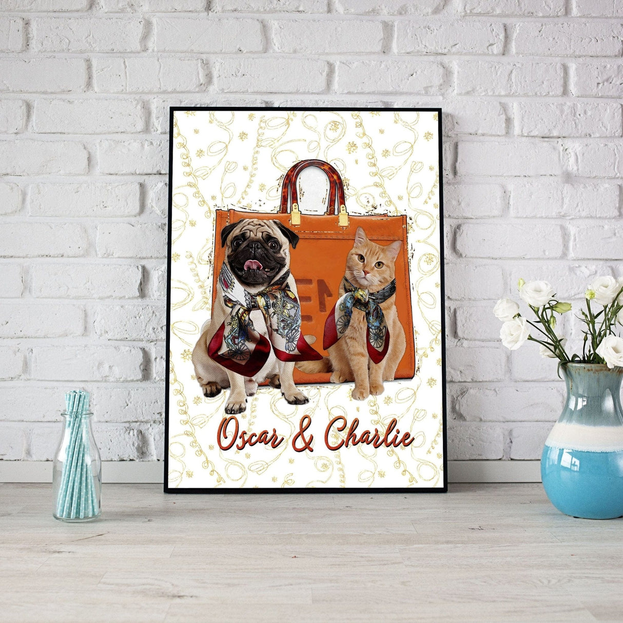 Posters, Prints, & Visual Artwork Pet Lovers - Luxury Bag - Personalized Pet Poster Canvas Print
