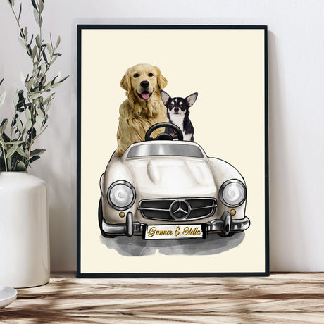 Posters, Prints, & Visual Artwork Pet Lovers - Luxury Car - Personalized Pet Poster Canvas Print