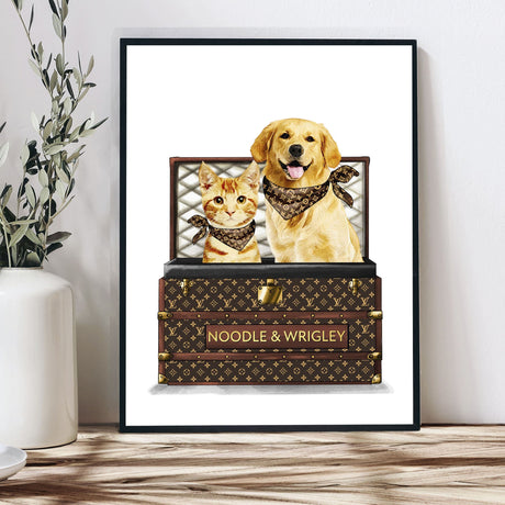 Posters, Prints, & Visual Artwork Pet Lovers - LV Pet Luxury Trunk - Personalized Pet Poster Canvas Print