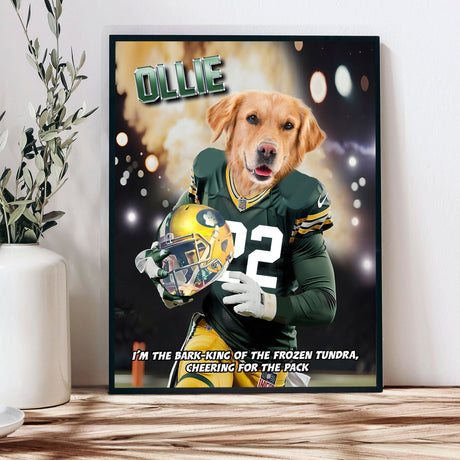 Posters, Prints, & Visual Artwork Dog Lovers - Greenbay Football Dog - Personalized Packers Pet Poster Canvas Print