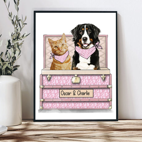Posters, Prints, & Visual Artwork Pet Lovers - Dog Cat Luxury Trunk - Personalized Pet Poster Canvas Print
