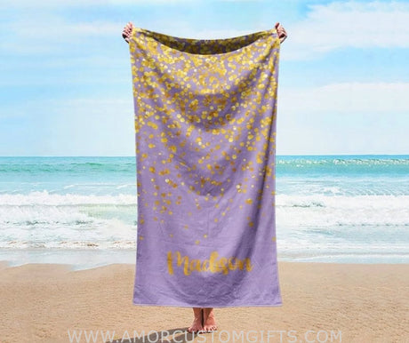 Towels Sparkling Gold Name Personalized Beach Towel Personalized Name Bath Towel Custom Pool Towel Beach Towel With Name Birthday Vacation Gift