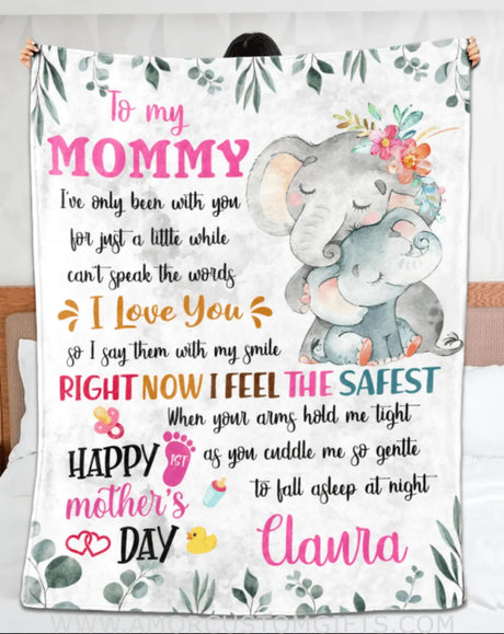 Blanket To My Mom Blanket, Mother's Day Blanket, Blanket For Mom From Daughter, Elephant Blanket