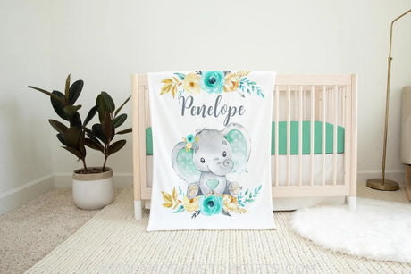 Blankets USA MADE Baby Blanket, Elephant Blanket, Elephant Crib Bedding, Elephant Nursery Theme, Newborn Blanket