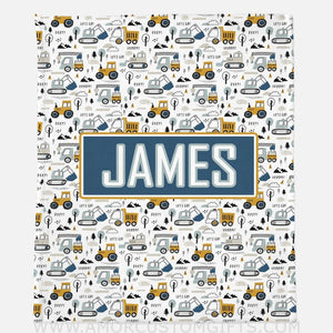 Blankets Construction Ahead - White Modern Personalized Name Blanket, Best Gift for Baby, Newborn