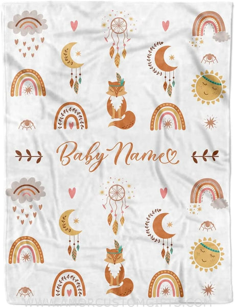 Blankets Dream Catcher Rainbow Baby Blanket for Girl, Cozy Plush Fleece Blanket, Custom Baby Name, Bankets for Kid