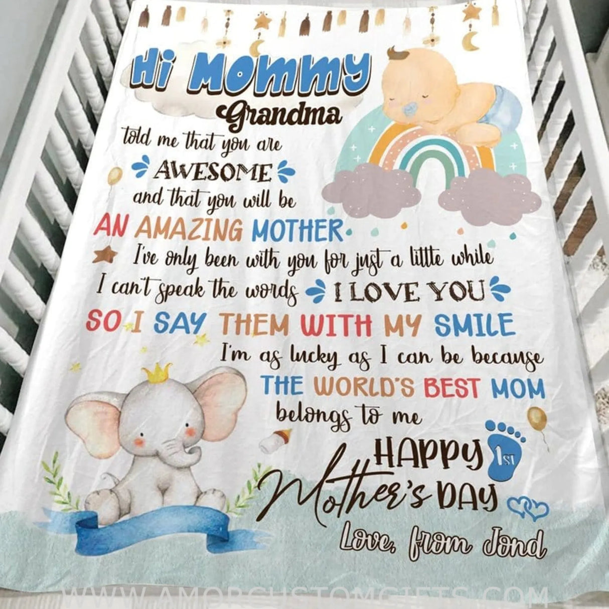 Blankets USA MADE Personalized baby blanket, hi mommy, new born gift, first mother's day gift, personalized baby blanket, custom fleece blanket