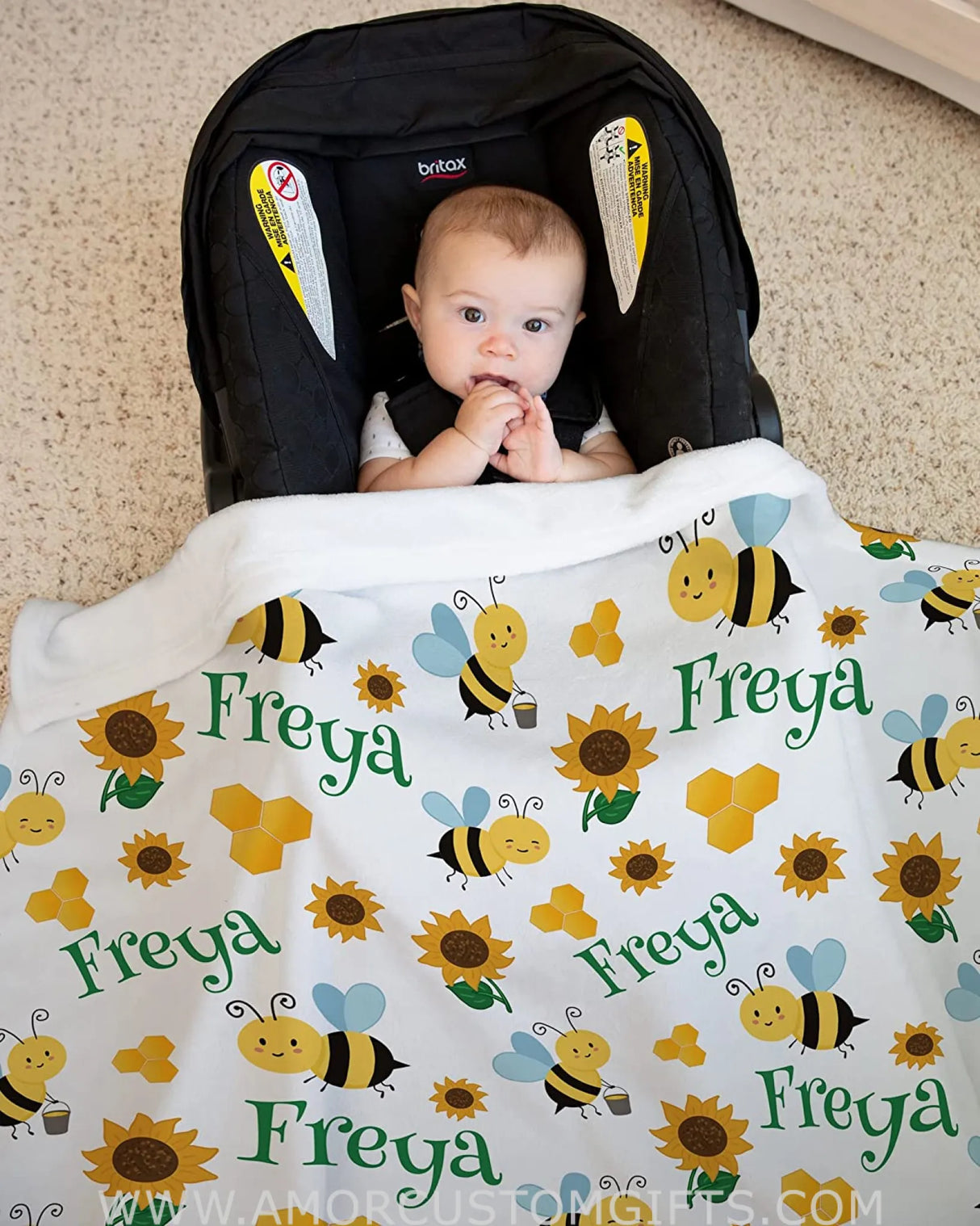 Blankets Personalized Baby Blankets for Girls & Boys with Name and Bees