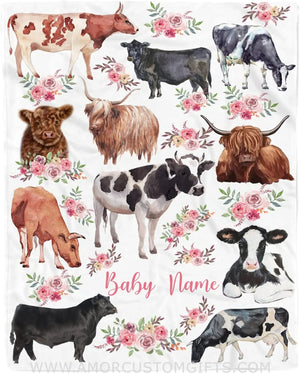 Blankets Personalized Cow Baby Blanket, Cow Print Fleece Blanket, Cow Blanket Baby, Cow Print Baby Blanket, Cow Baby Security Blanket