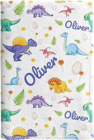 Blankets USA MADE Personalized Dinosaur Blanket for Boys - Custom Soft Baby Blanket for Newborn Infant Kids and Toddlers