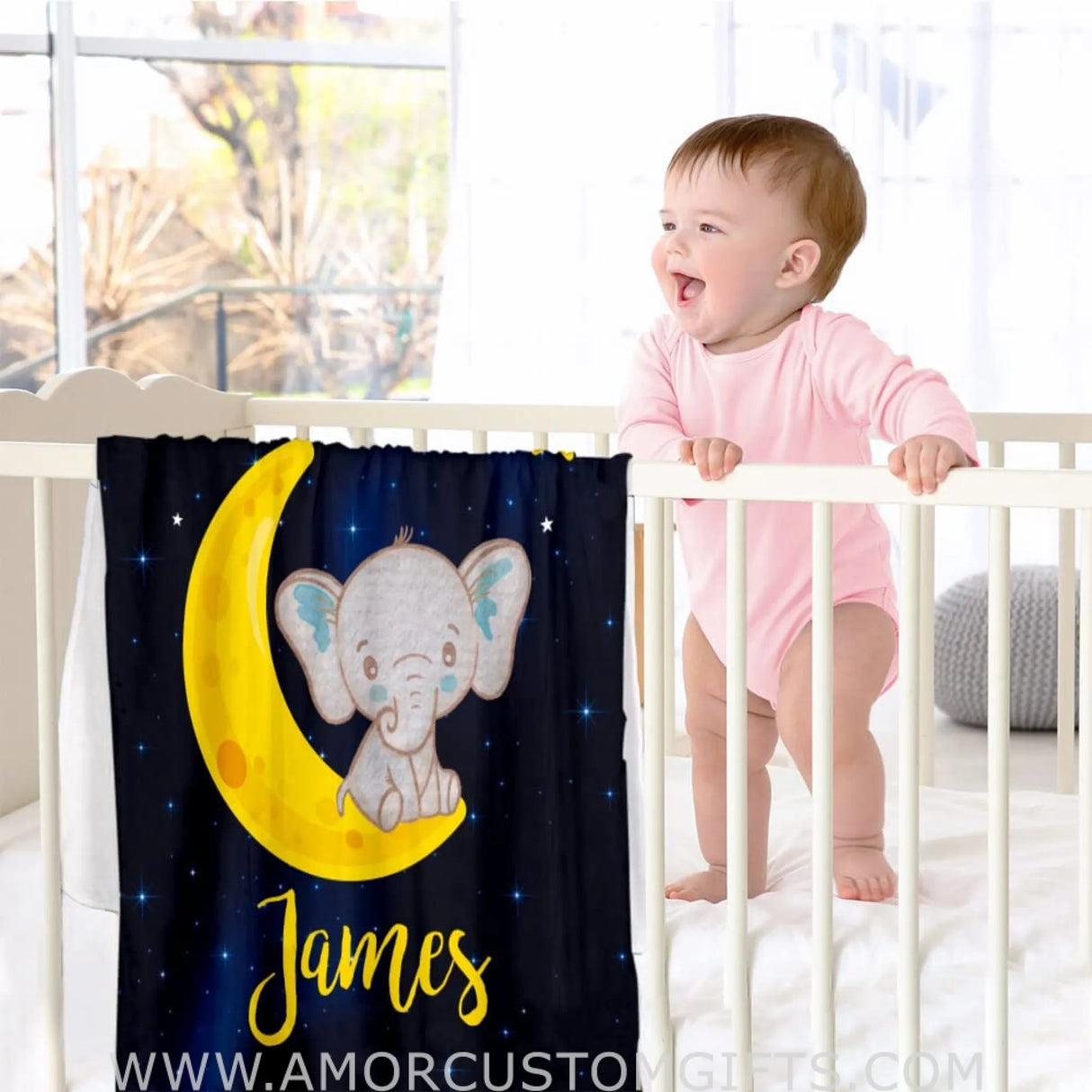 Blankets Personalized Elephant Baby Blankets for Girls Baby Boy Gifts, Customized Baby Blankets for Girls, Newborn Baby Name Blanket