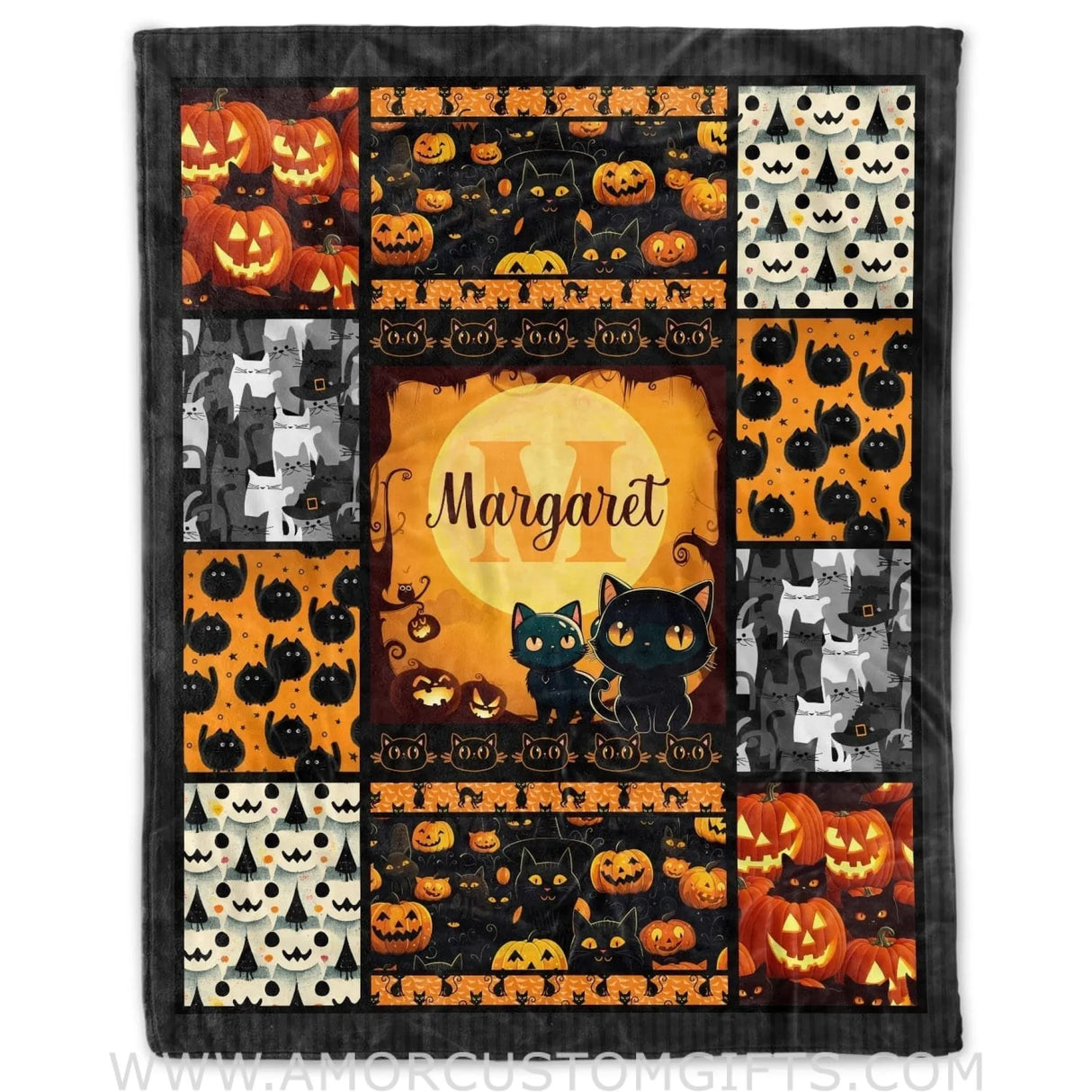 Blankets Personalized Halloween Pumpkin Monogram Name Blanket – Custom Name Halloween Baby Blanket