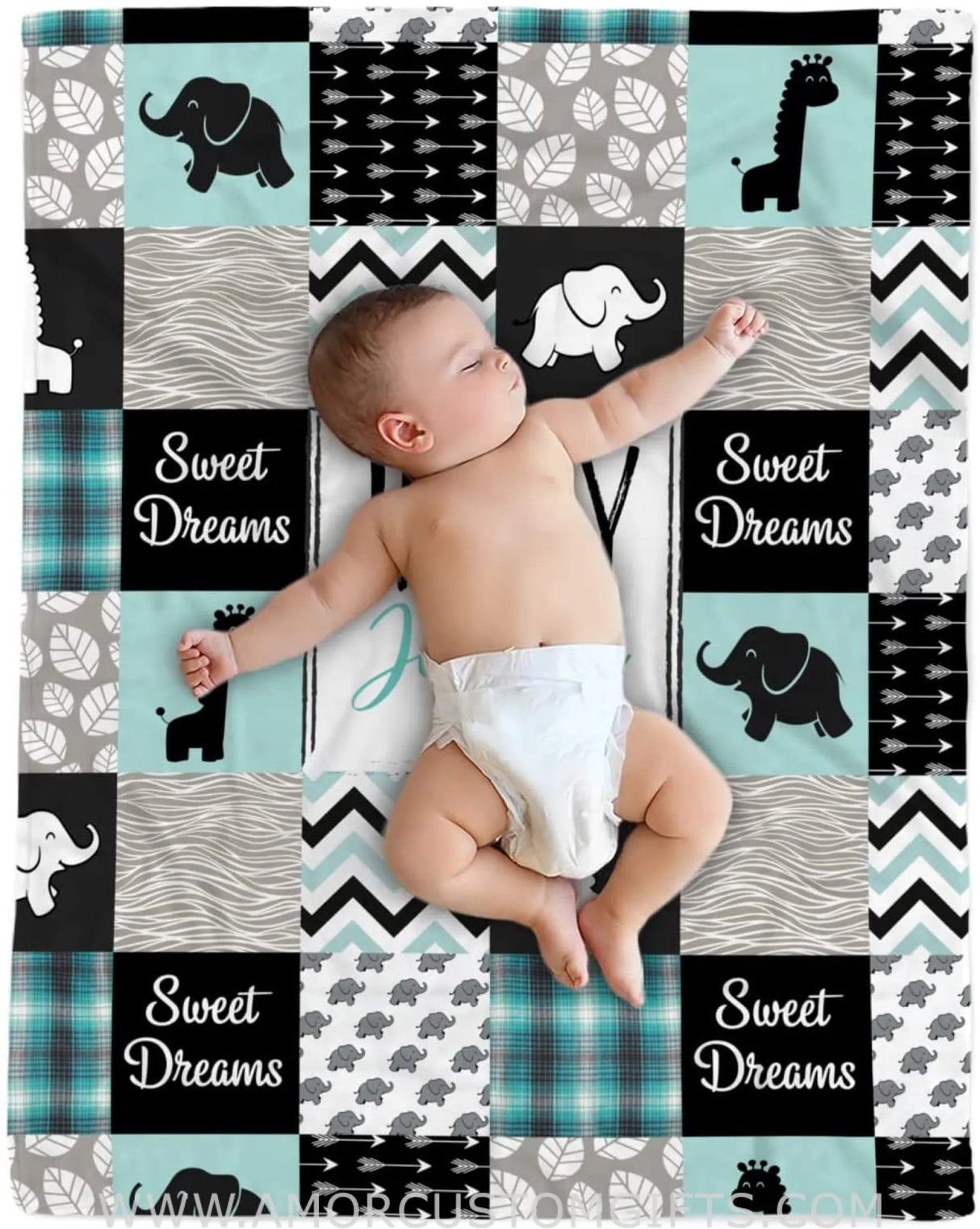 Blankets Personalized Mint Square Safari Baby Blanket, Jungle Animal Baby Blanket, Baby Boy Safari, Jungle Theme Baby Blanket