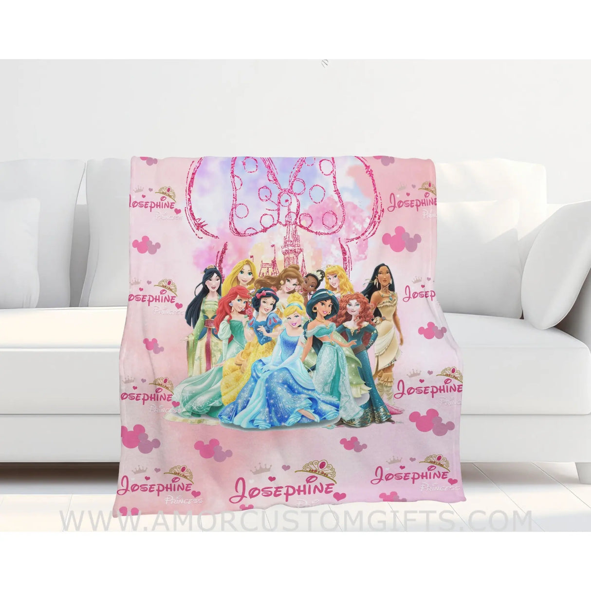 Blanket Personalized Name Disney Princess Girl Blanket, Baby Princess Fleece Blankets, Gift For Baby Girl