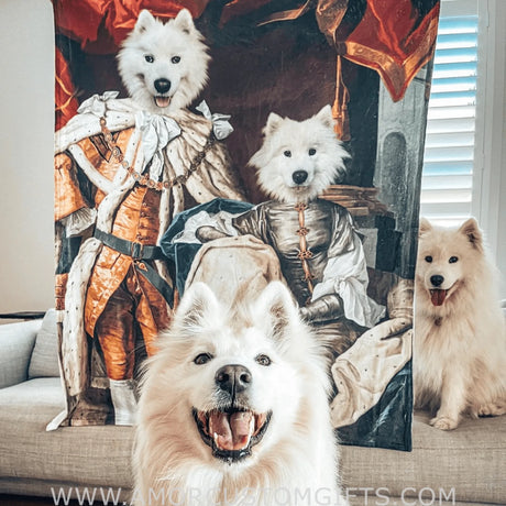 Blankets USA MADE Personalized Pet Portrait Photo Blanket | The Royal Couple - Custom Pet Blanket, Dog Cat Animal Photo Throw