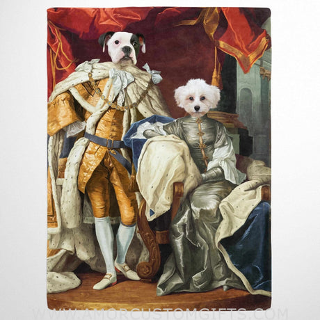 Blankets USA MADE Personalized Pet Portrait Photo Blanket | The Royal Couple - Custom Pet Blanket, Dog Cat Animal Photo Throw