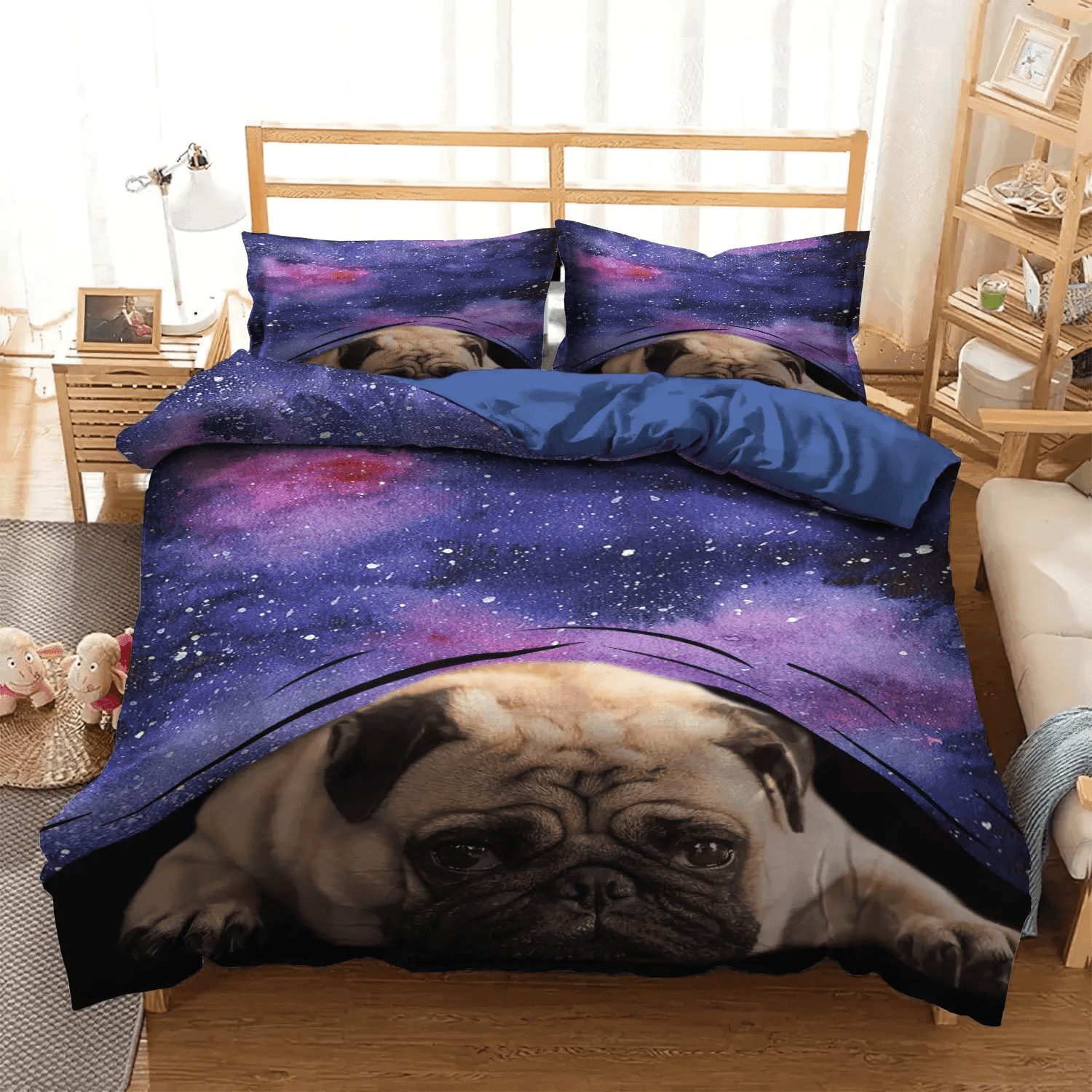 Personalized 3-piece Duvet Cover Bedding Set Pug Lover King Size