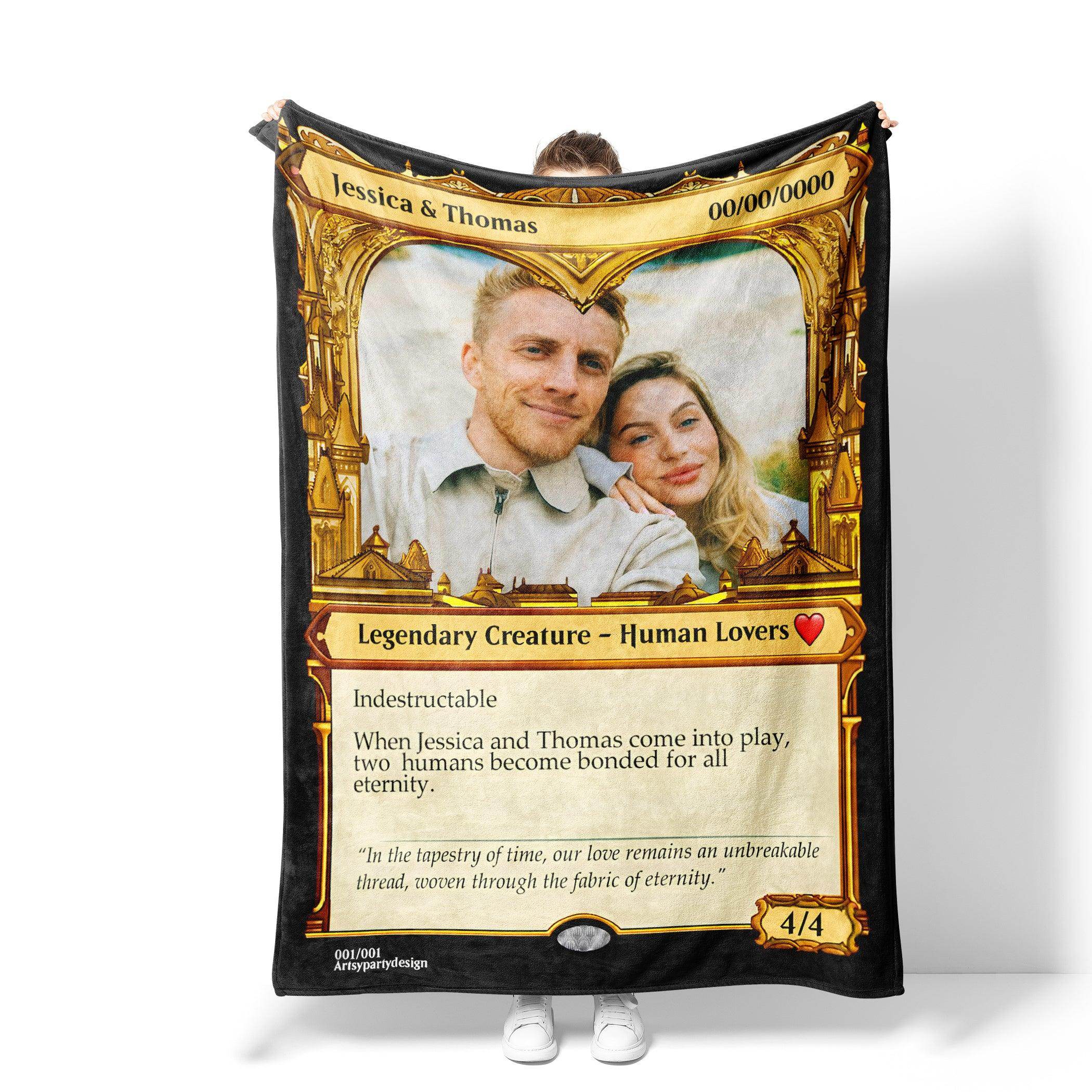 mtg card blanket Personalized Valentine Blanket – Custom Photo Couple Gift