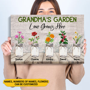 Personalized Mother's Day Grandma's Garden - Custom Name Poster Canvas Print