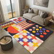 Mats & Rugs Retro Geometric Area Rugs | Retro Abstract Colorful Vintage Rug | Vintage Colorful Pattern Carpet, Mat, Home Decor