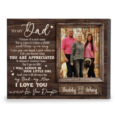 Personalized Thank You Dad Gift, To My Dad Custom Picture Poster Canvas Print
