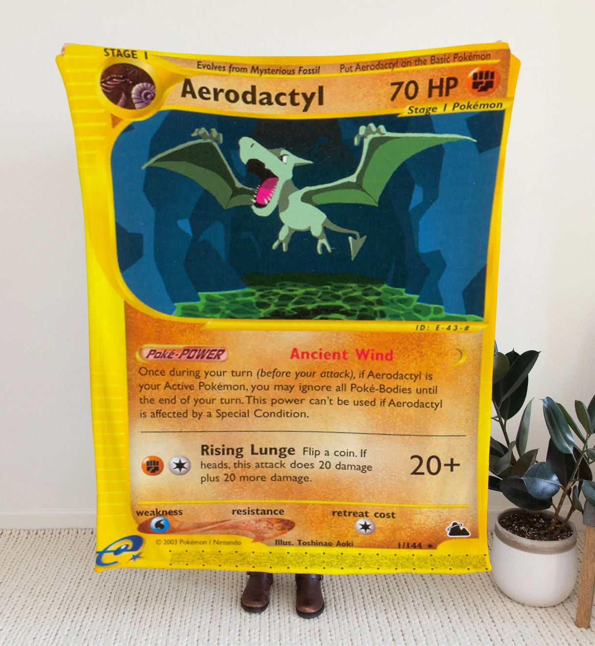 Aerodactyl E-Card Series Blanket | Custom Pk Trading Card Personalize Anime Fan Gift
