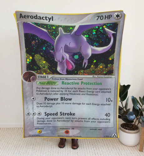 Aerodactyl Ex Series Blanket | Custom Pk Trading Card Personalize Anime Fan Gift