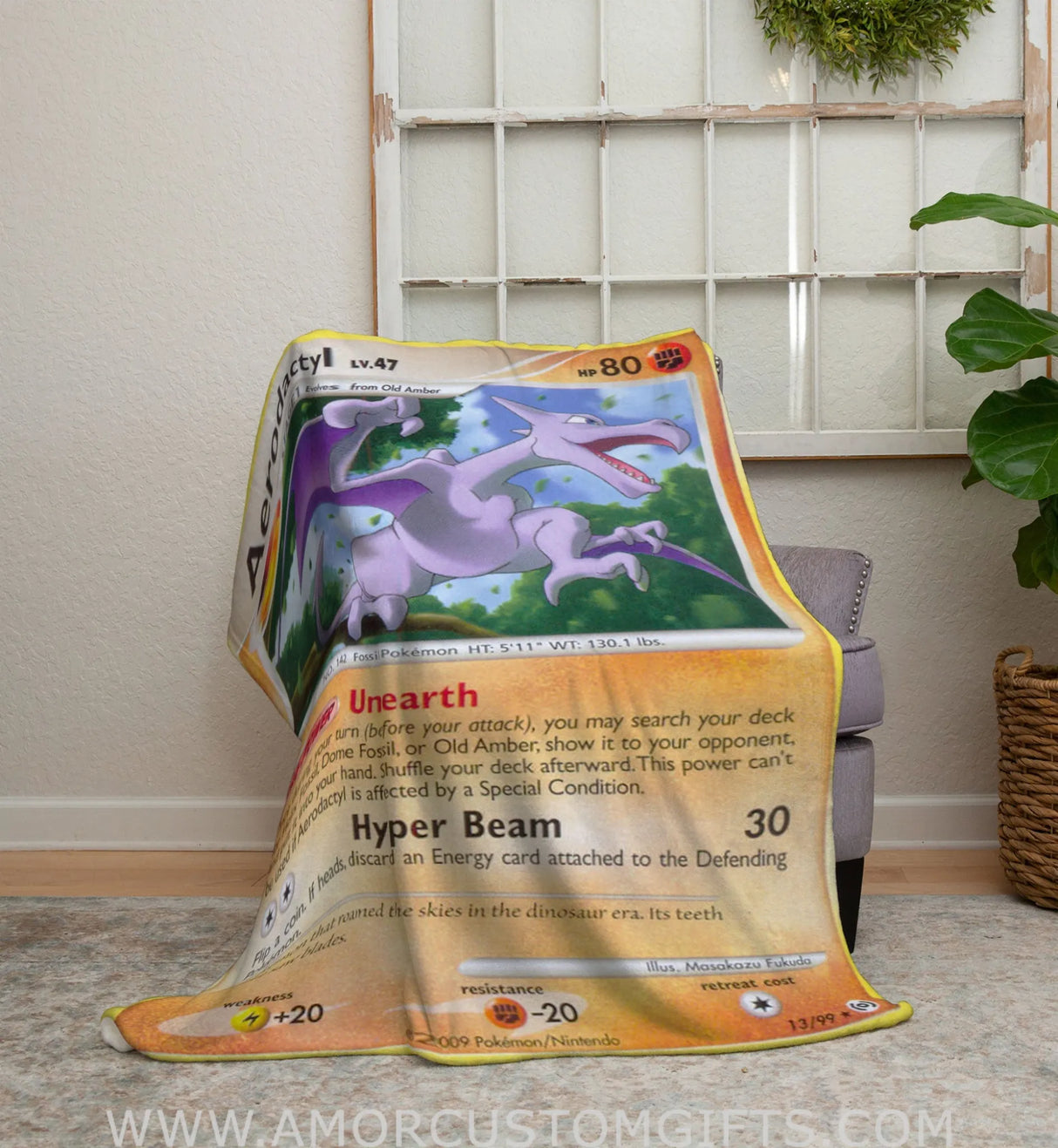 Aerodactyl Platinum Series Blanket | Custom Pk Trading Card Personalize Anime Fan Gift