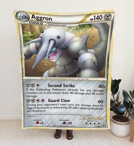 Aggron Heartgold & Soulsilver Series Blanket | Custom Pk Trading Card Personalize Anime Fan Gift