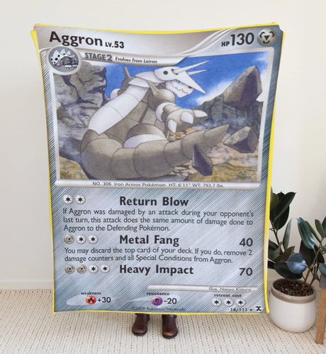 Aggron Platinum Series Blanket | Custom Pk Trading Card Personalize Anime Fan Gift