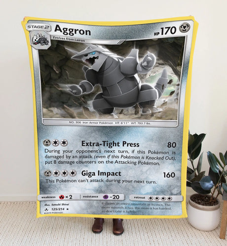 Aggron Sun & Moon Series Blanket | Custom Pk Trading Card Personalize Anime Fan Gift