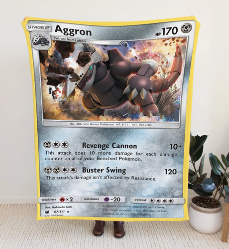 Aggron Sun & Moon Series Blanket | Custom Pk Trading Card Personalize Anime Fan Gift