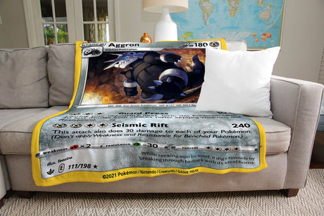 Aggron Sword & Shield Series Blanket | Custom Pk Trading Card Personalize Anime Fan Gift