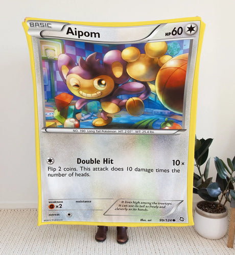 Aipom Black & White Series Blanket | Custom Pk Trading Card Personalize Anime Fan Gift