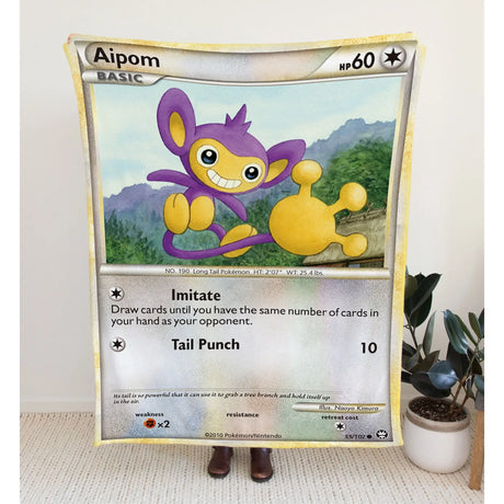 Aipom Heartgold & Soulsilver Series Blanket | Custom Pk Trading Card Personalize Anime Fan Gift