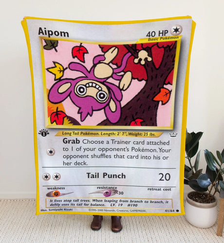 Aipom Neo Series Blanket | Custom Pk Trading Card Personalize Anime Fan Gift