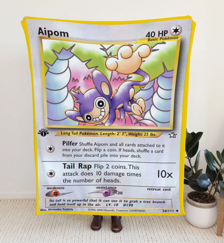 Aipom Neo Series Blanket | Custom Pk Trading Card Personalize Anime Fan Gift