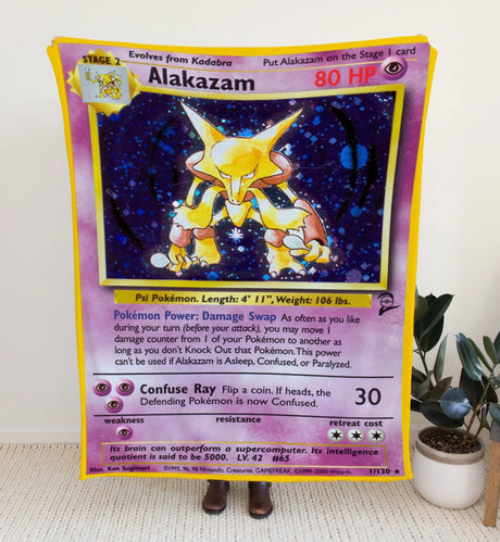 Alakazam Base Series Blanket | Custom Pk Trading Card Personalize Anime Fan Gift