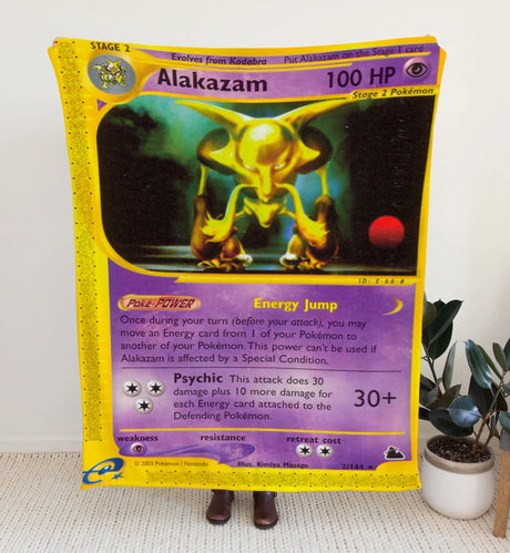 Alakazam E-Card Series Blanket | Custom Pk Trading Card Personalize Anime Fan Gift