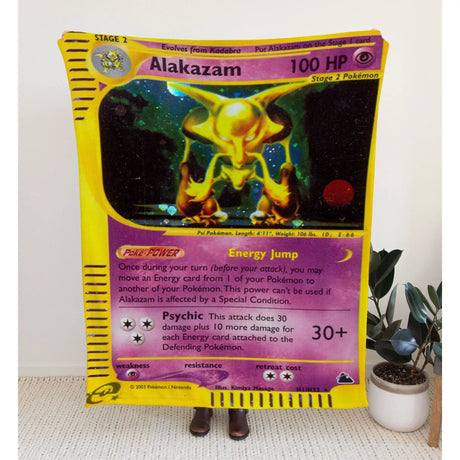Alakazam E-Card Series Sherpa Blanket | Custom Pk Trading Card Personalize Anime Fan Gift