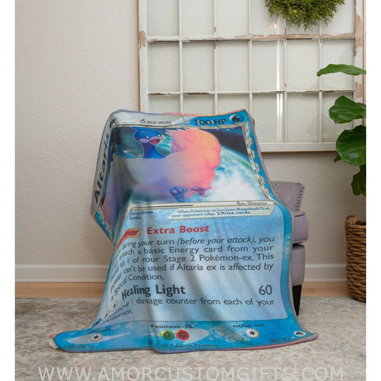 Altaria Ex Ex Series Blanket | Custom Pk Trading Card Personalize Anime Fan Gift